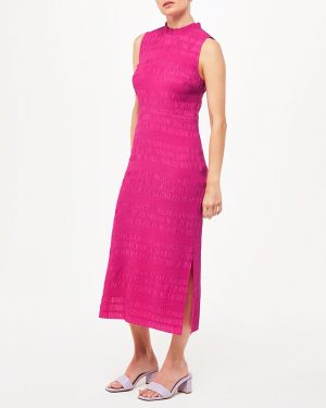 Pink Maya Plisse Split Midi Dress