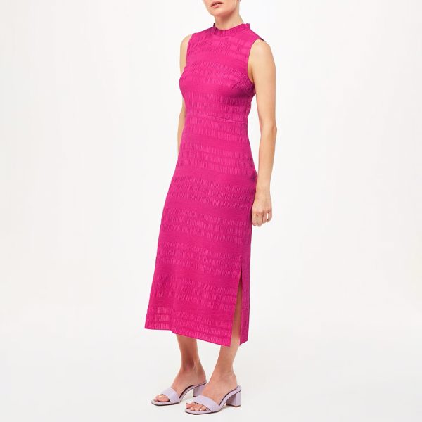 Pink Maya Plisse Split Midi Dress