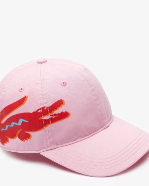 Pink Oversized Crocodile Cotton Cap
