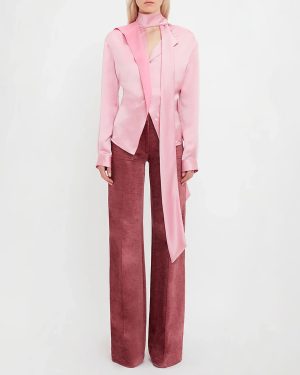 Pink Scarf Neck Blouse