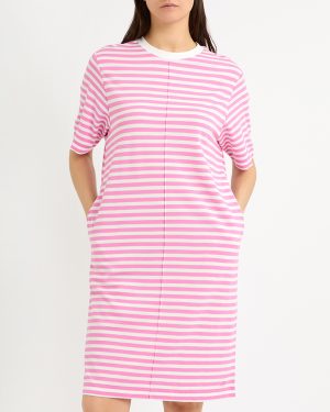 Pink Stripe Jersey Shift Dress