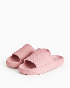 Pink Textured Chunky Sole Sliders
