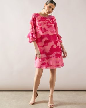 Pink WALLIS Abstract Flute Shift Dress