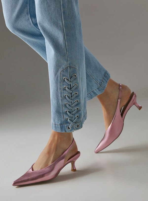 Pink WAREHOUSE Faith For Warehouse: Devorah Kitten Heel Vamp Slingback Court Shoe