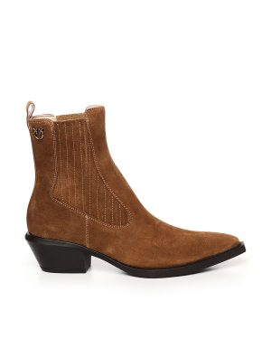 Pinko Suede Ankle Cowboy Boots