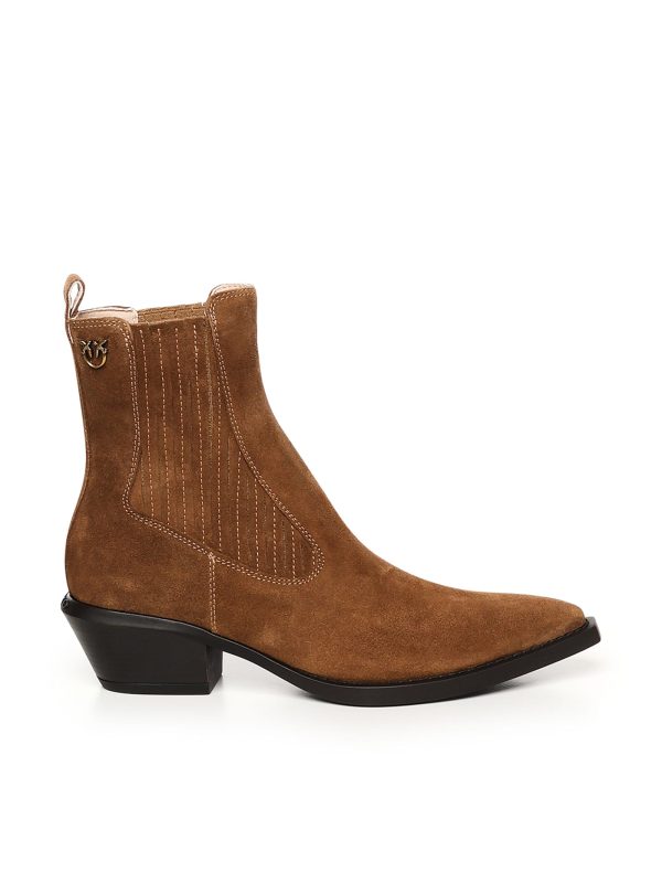 Pinko Suede Ankle Cowboy Boots