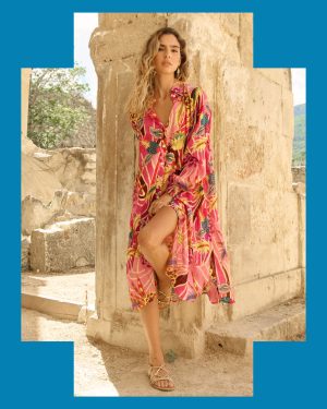 Piti Cuiti Floral Print Shirt Dress Pink