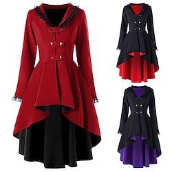 Plague Doctor Plus Size Retro Vintage Punk Gothic Medieval Steampunk Coat Trench Coat Outerwear Women's Adults' Costume Vintage Cosplay Party Halloween Long Sleeve Coat Halloween / Wash separately