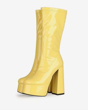 Platform Boots,Mid Calf Boots