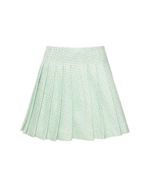 Pleated Bouclé Mini Skirt