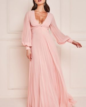 Pleated Skirt Chiffon Maxi - Blush by Goddiva