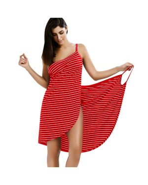 Plus Size Beach Towel Cover Up Women Wearable Robes Stripe Towel Beach Maxi Dress Bikini Strapless Cover Up for Spa Swimming