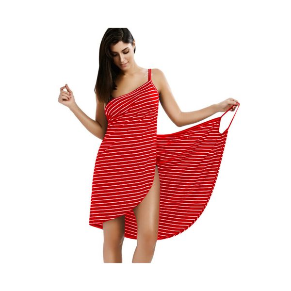 Plus Size Beach Towel Cover Up Women Wearable Robes Stripe Towel Beach Maxi Dress Bikini Strapless Cover Up for Spa Swimming