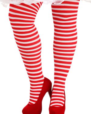 Plus Size Women's Candy Stripe Fancy Dress Costume Tights | Christmas Accessories