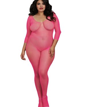 Plus Size Women's Pink Fishnet Body Stocking | Sexy Accessories