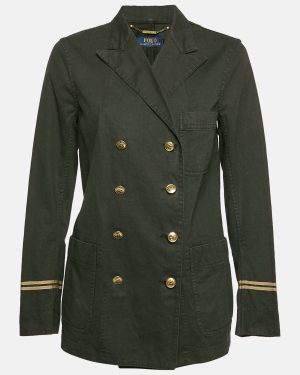 Polo Ralph Lauren Black Denim Peak Lapel Captain Jacket L