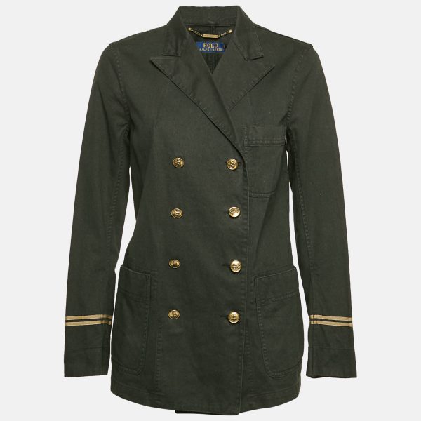 Polo Ralph Lauren Black Denim Peak Lapel Captain Jacket L
