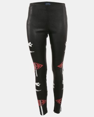 Polo Ralph Lauren Black Printed Leather Pants S