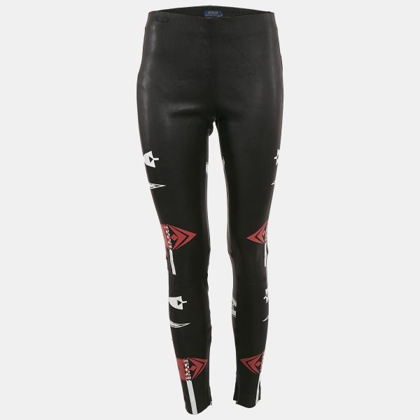 Polo Ralph Lauren Black Printed Leather Pants S