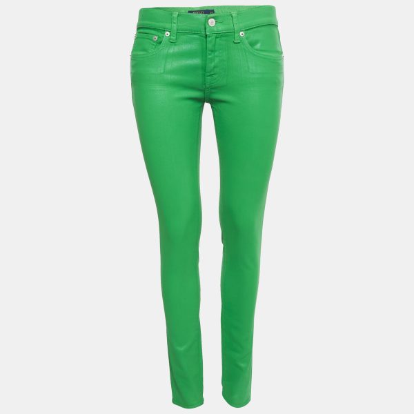 Polo Ralph Lauren Green Coated Denim Skinny Fit Jeans S Waist 27"