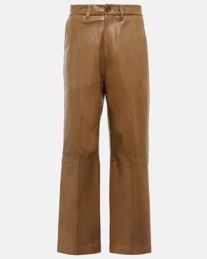 Polo Ralph Lauren High-rise wide-leg leather pants