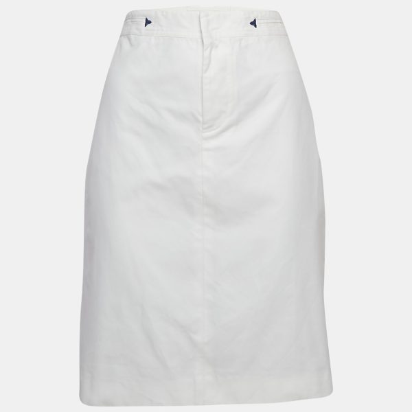 Polo Ralph Lauren White Cotton Lace-Up Pencil Skirt L