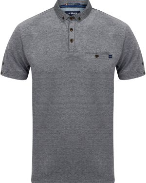 Polo Shirts Gavel Pique Polo Shirt with Printed Collar in True Navy - Le Shark / S - Tokyo Laundry