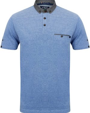 Polo Shirts Gavel Pique Polo Shirt with Printed Collar in Vespa Blue - Le Shark / S - Tokyo Laundry