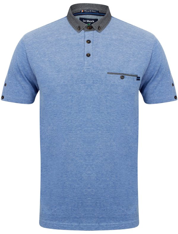 Polo Shirts Gavel Pique Polo Shirt with Printed Collar in Vespa Blue - Le Shark / S - Tokyo Laundry