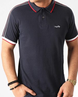 Polo Shirts Hitch Cotton Pique Polo Shirt with Stripe Tape Detail In Navy Blazer / S - Tokyo Laundry