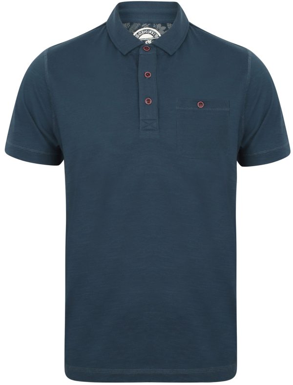 Polo Shirts Plata Cotton Jersey Slub Polo Top In Insignia Blue - South Shore / S - Tokyo Laundry