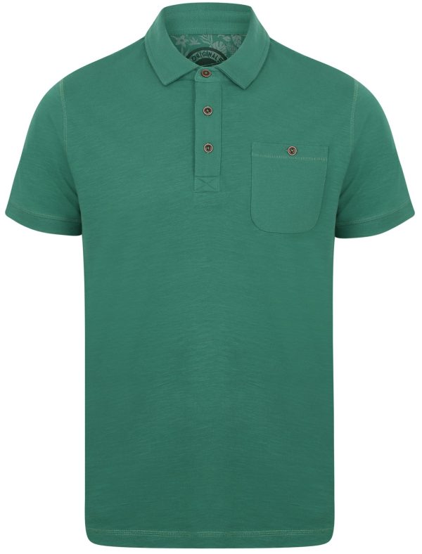 Polo Shirts Plata Cotton Jersey Slub Polo Top In Mallard Green - South Shore / S - Tokyo Laundry