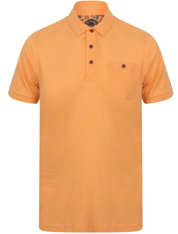 Polo Shirts Plata Cotton Jersey Slub Polo Top In Pumpkin - South Shore / S - Tokyo Laundry