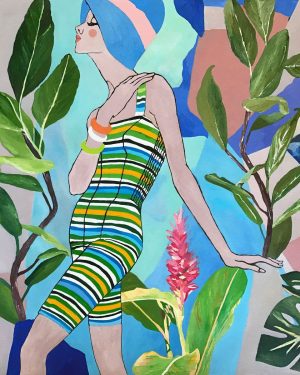 Portrait Acrylic Painting By Artemisia, 85 X 85Cm, Under The Blue Hat