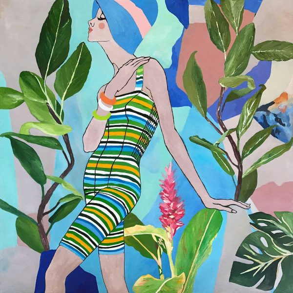 Portrait Acrylic Painting By Artemisia, 85 X 85Cm, Under The Blue Hat