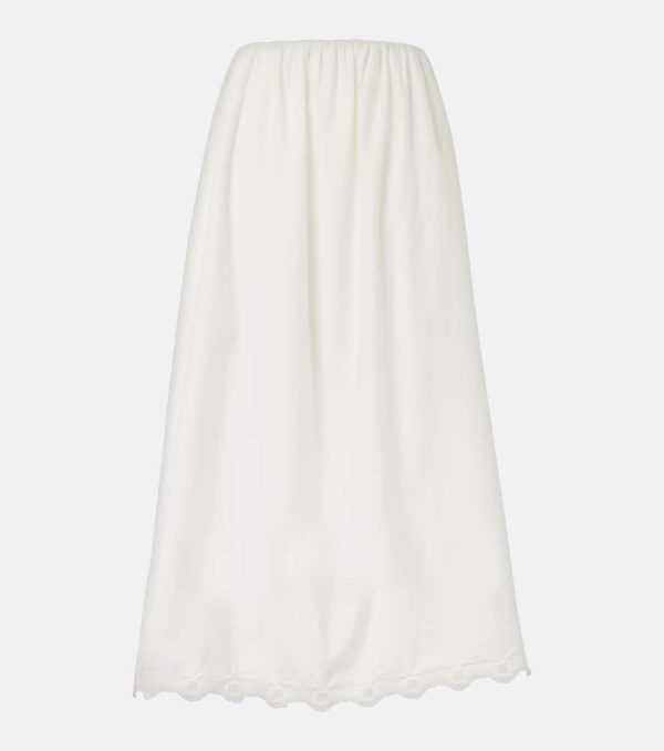 Posse Antoinette embroidered cotton maxi skirt