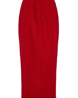 Posse - Bonnie Linen Pencil Skirt - Red - L - Moda Operandi