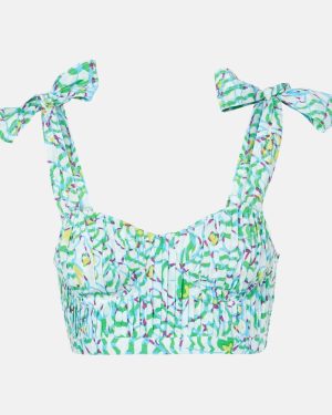 Poupette St Barth Carla printed pleated crop top