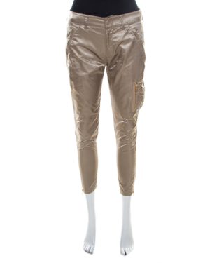 Prada Beige Silky Zip Detail Cargo Pants S