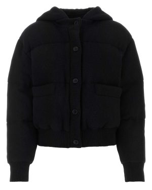 Prada Black Stretch Wool Blend Padded Jacket