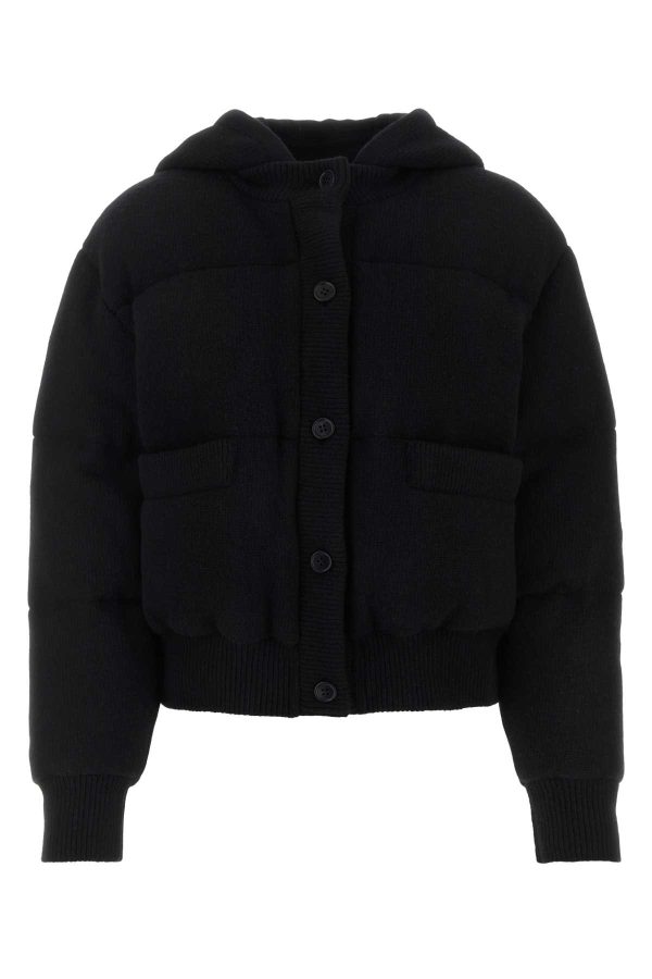 Prada Black Stretch Wool Blend Padded Jacket