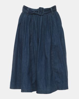 Prada Blue Belted Waist Denim Skirt S