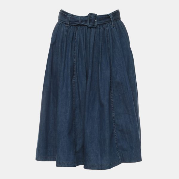 Prada Blue Belted Waist Denim Skirt S