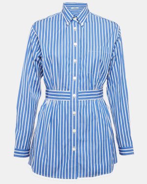 Prada Blue Stripe Cotton Mini Shirt Dress S