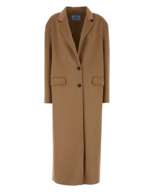 Prada Camel Wool Blend Coat