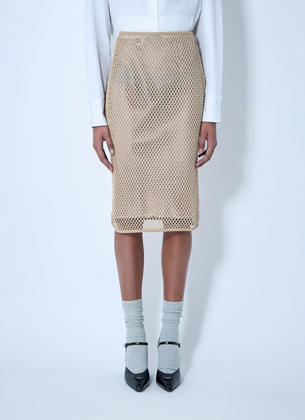 Prada Crochet Midi Skirt - Woman Skirts Beige It - 38