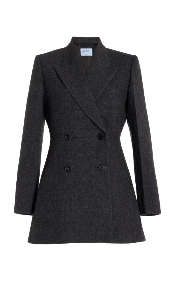 Prada - Double-Breasted Suiting Blazer - Black - IT 36 - Moda Operandi