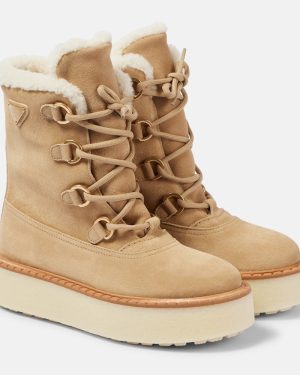 Prada Evolve shearling-lined suede lace-up boots