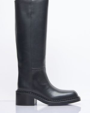 Prada Leather Knee-high Boots - Woman Boots Black Eu - 36