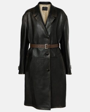 Prada Leather wrap coat